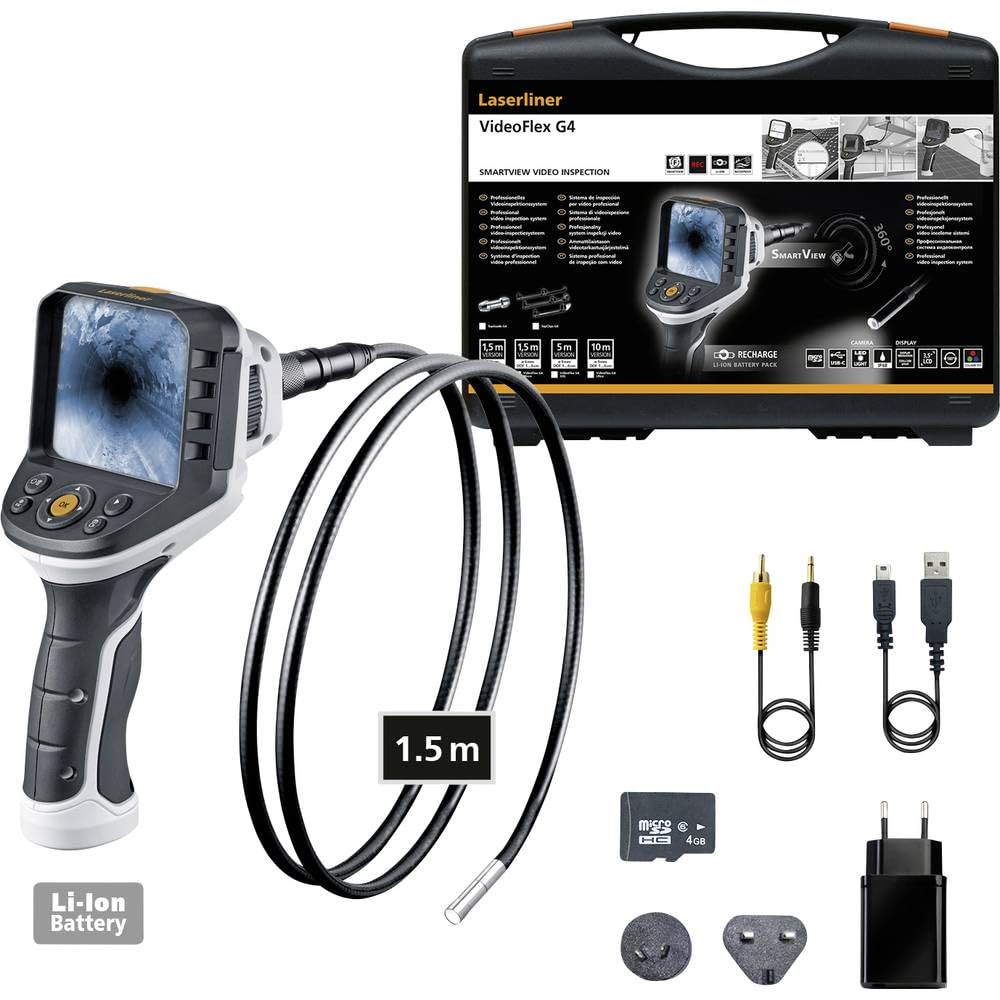 Umarex Laserliner Professionelles Videoinspektionssystem VideoFlex G4 Micro (Sonde 1,5m; Live-Anzeige; Li-Ion Akku 3,7V / 2,8Ah; 3,5" TFT-Farbdisplay) 082.241A