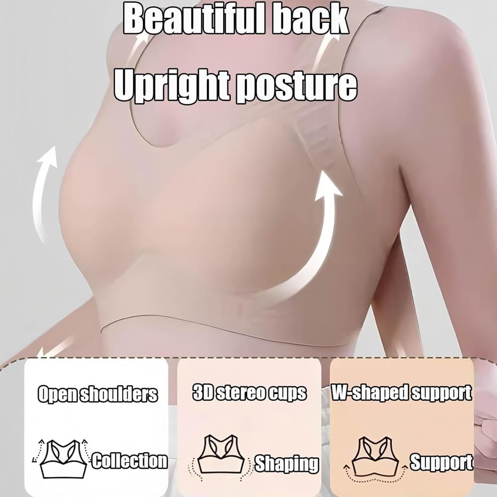 Generisch Posture Corrector Bra for Women Adjustable Back Support Front Closure Bras, Seamless Breathable Shaping Underwear