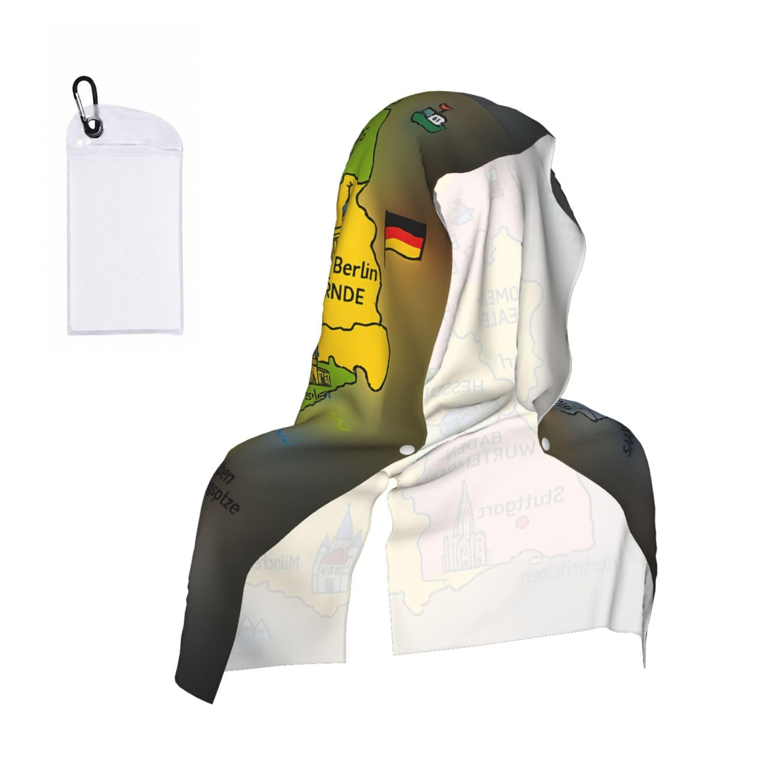 DUWAA Germany Map With Colorful Print Cooling Hooded Sports Towel, 30×60cm Quick Drying Summer Cool Head Wrap For Neck And Face