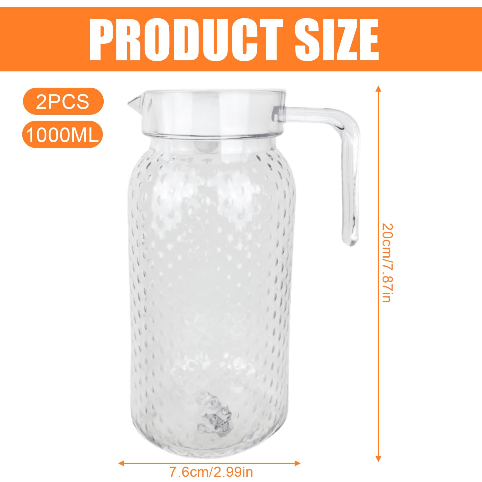 Brocche In Acrilico 2 Pezzi Da 1,1 Litri - Con Coperchio Per Bevande Fredde - Foto 12