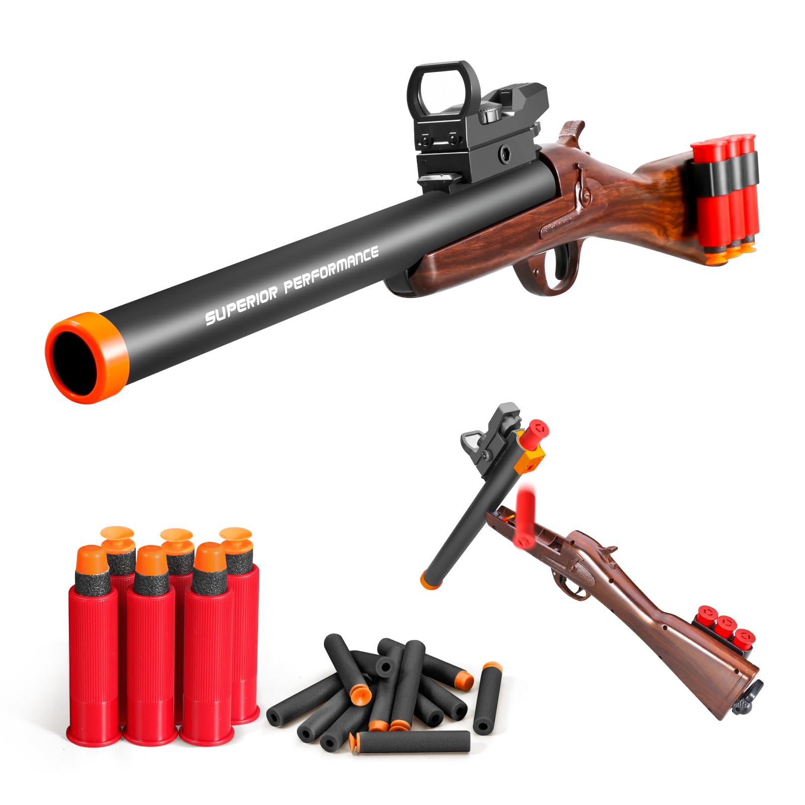 Double Barrel Gun for Boy Shell Ejecting Soft Bullets Dart Realistic Toys Shotgun Blaster Fake Foam Gun Boy Gift 14+ Sniper Rifle with Scope Shooting Game Cool Stuff