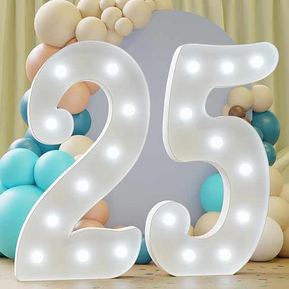 Rielmox Marquee Numbers 4FT, Number 25 Light Up Number 4