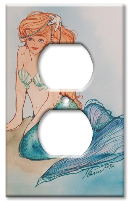 Art Plates - Outlet Cover OVERSIZE Switch Plate/OVER SIZE Wall Plate - Mermaid