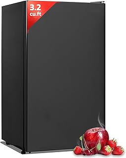 Smad Dorm Fridge 3.2 Cu.Ft, Compact Refrigerator with Freezer, Office Fridge with Chiller Box, Single Door Office Refrigerator 7 Levels Temperature Control, Low Noise
