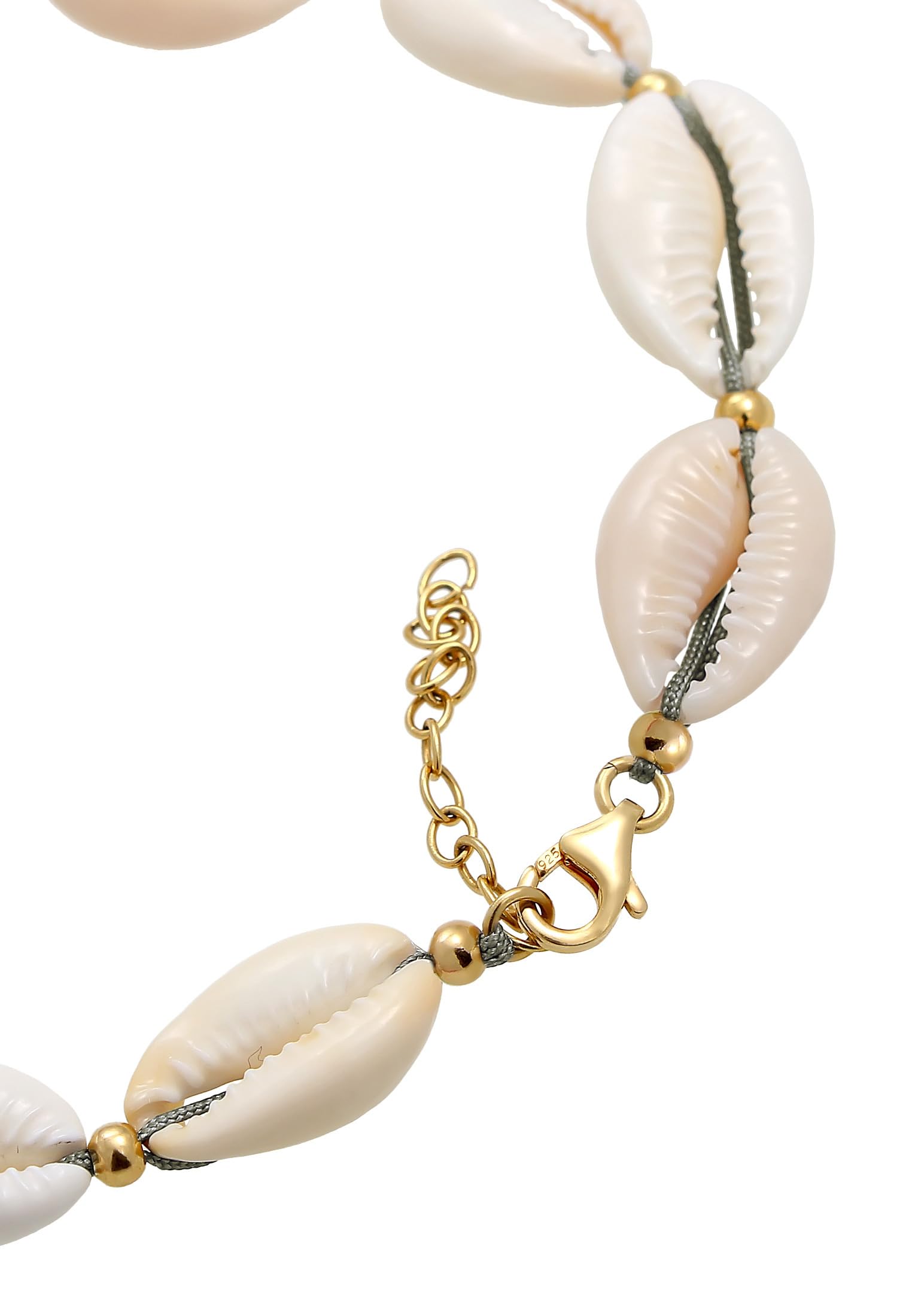 Elli Fußschmuck Damen Fußkettchen Sommer Trend mit Kauri Muscheln in 925 Sterling Silber Vergoldet