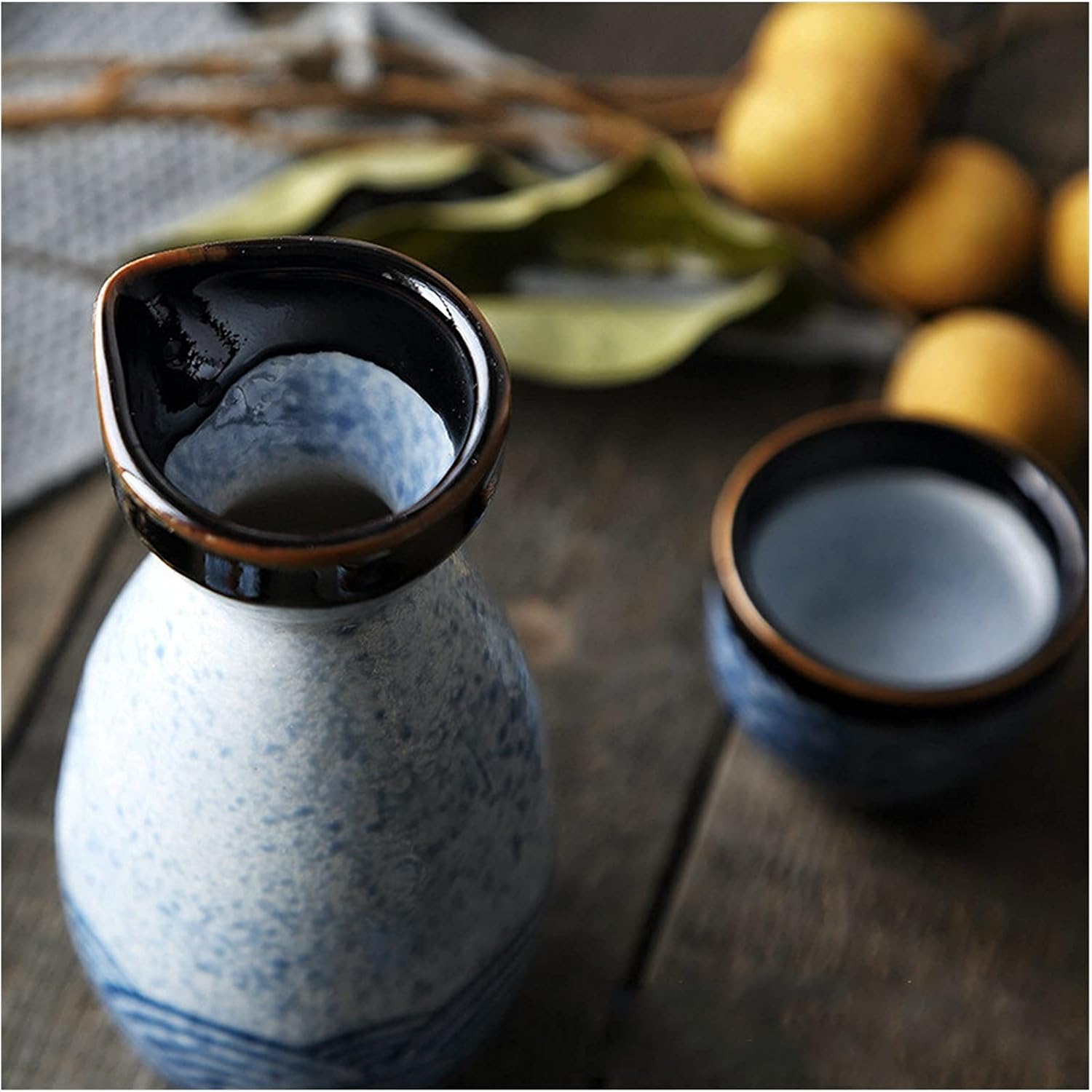 Ceramic 35Ml Sake Cup 170Ml Pot Japanese Style Sea Ripple Sake Set Wine Utensils Shochu Pot Spirits Distilled Liquor Utensils Household Beverage Ornaments/1Cup