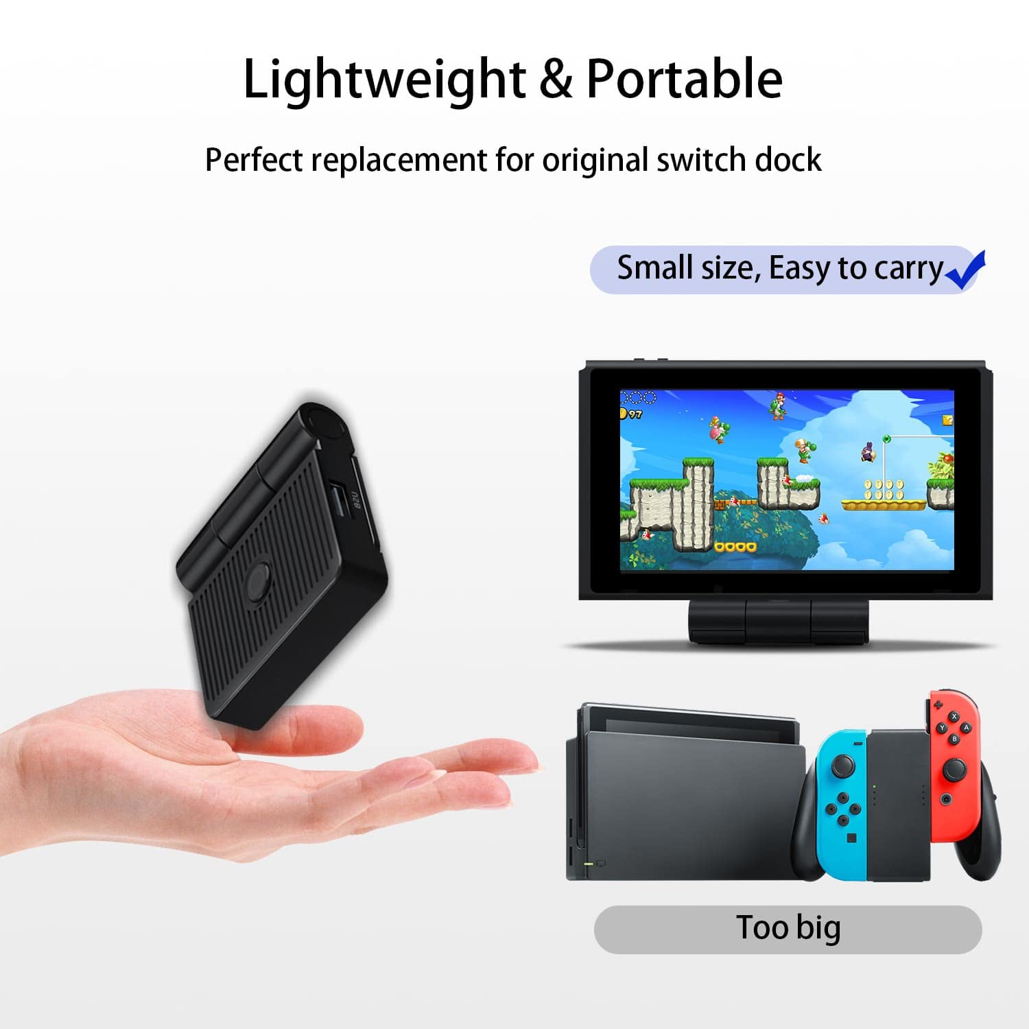 Wigearss Chargeur Dock Station d'accueil TV pour NS Switch/Switch OLED avec Adaptateur Type C vers HDMI Port USB 3.0