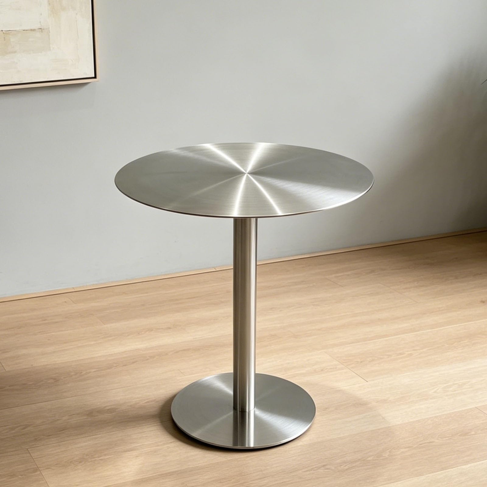 Table haute ronde acier inoxydable table de cuisine stable 70cm