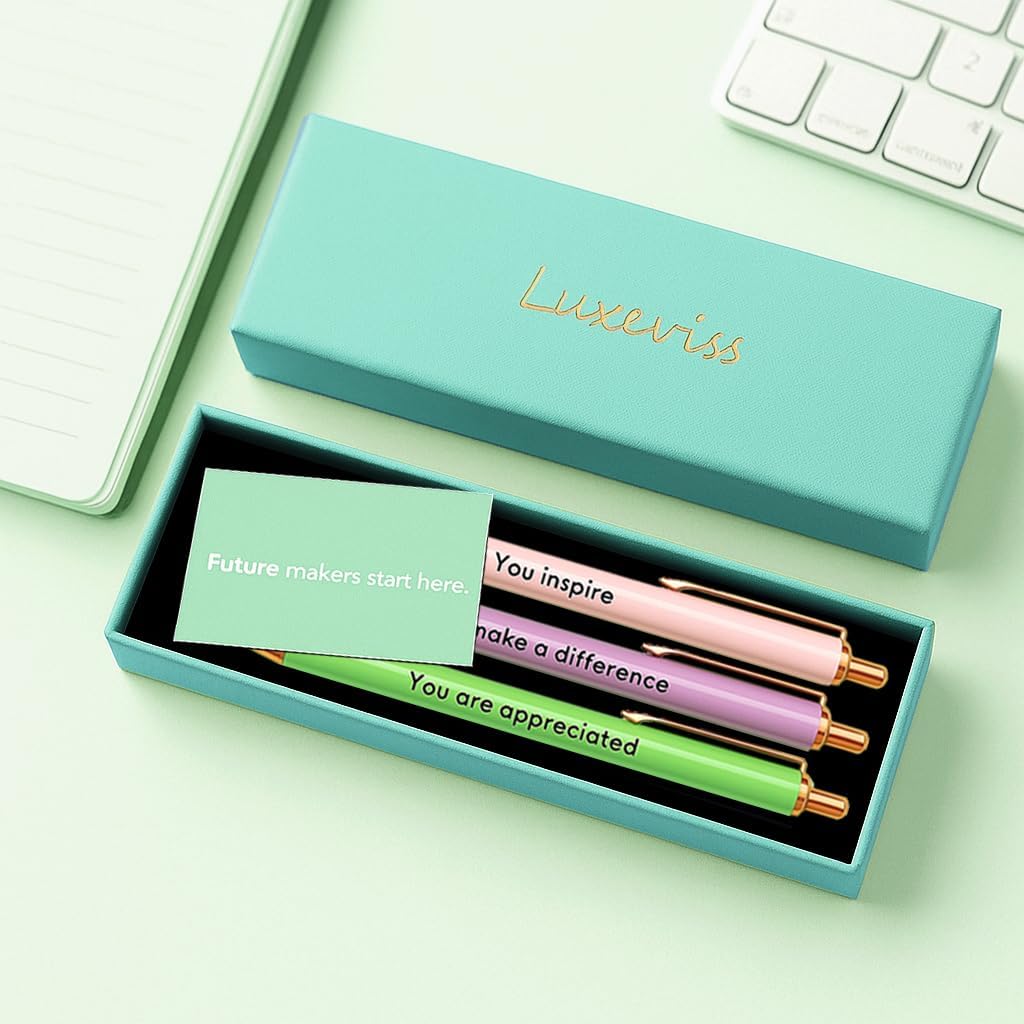 3 Pcs Teacher Pens - Inspirational Nice Cute Fancy Pen Set for Women Coworkers Appreciation Office Supplies Black Ink - Image 4