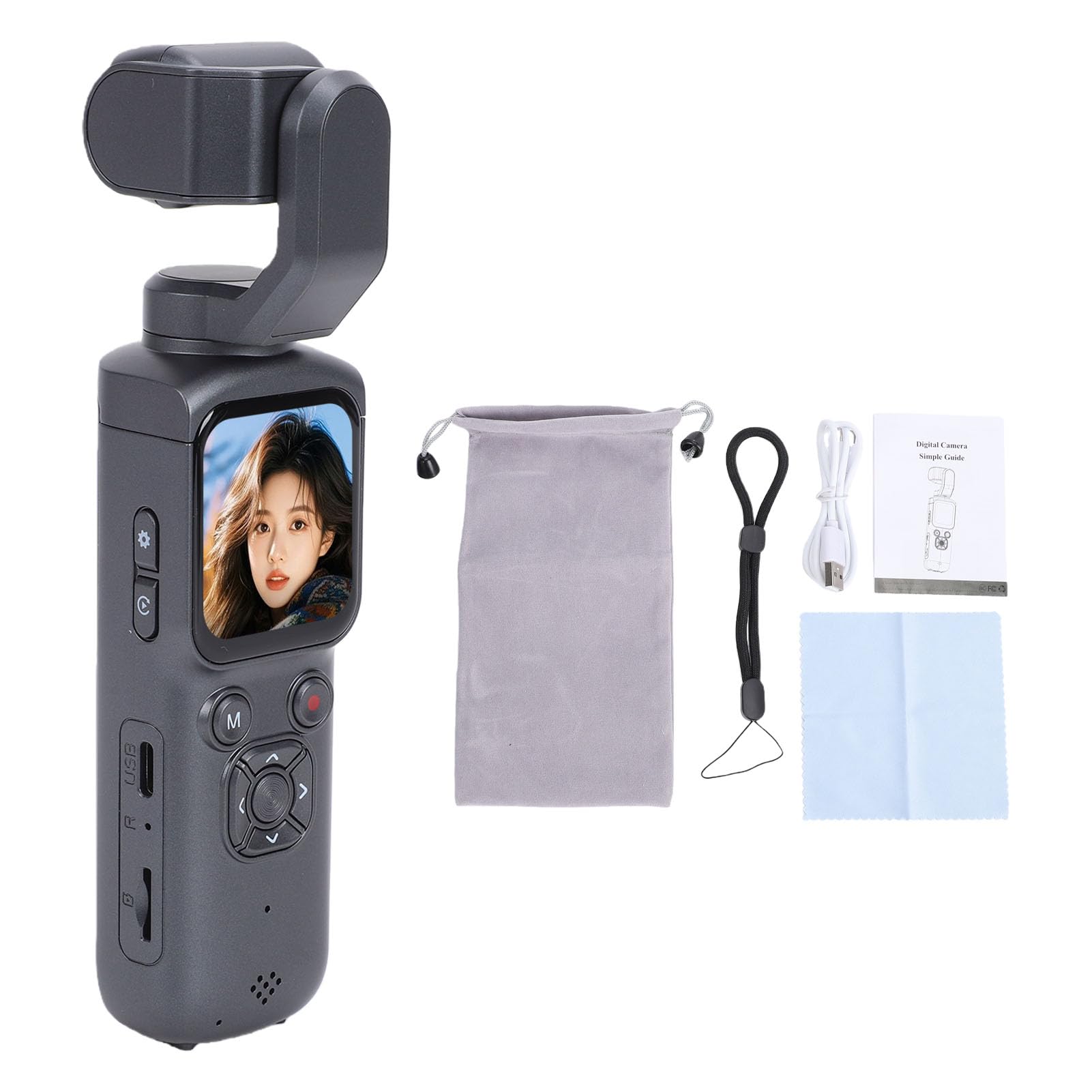 Cámara de Video Portátil WiFi, Cámara de Vlogging de Mano, Grabadora 4K, Ideal para Viajes Al Aire Libre.