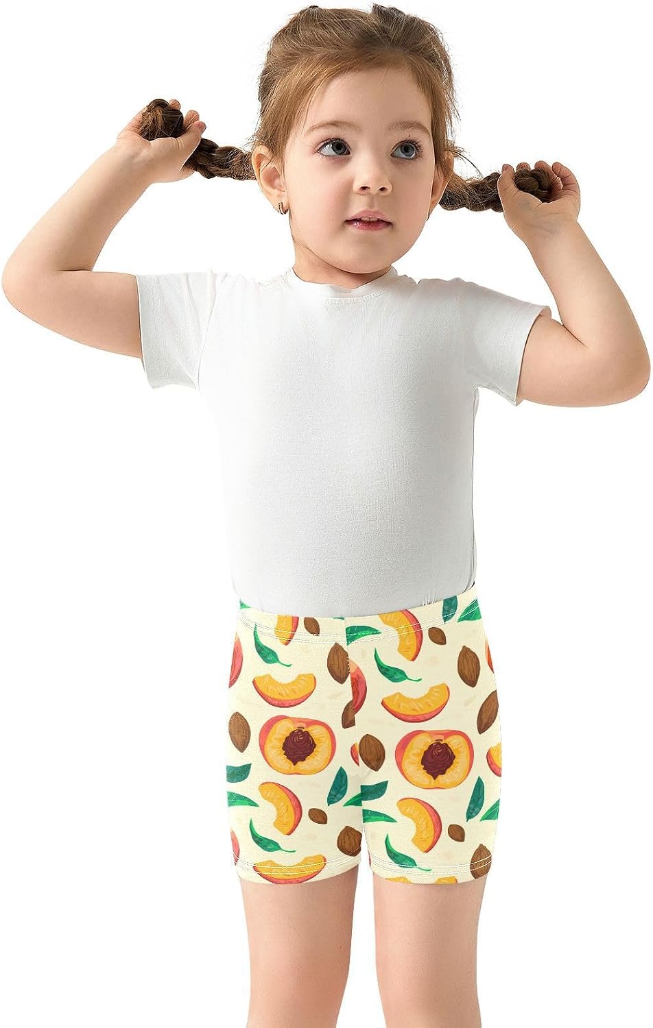 Pink Peach Leaf Girls Bike Shorts Toddler Soft Cotton Under Dress Dance Shorts