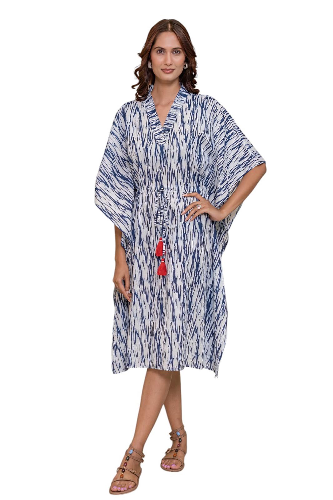 navyas fashion Women’s Tradition and Comfort with Hand Block Printed Cotton Kaftans | Beautiful Summer Kaftan Dress | Soft Cotton Women Tunic Dress-picture-10