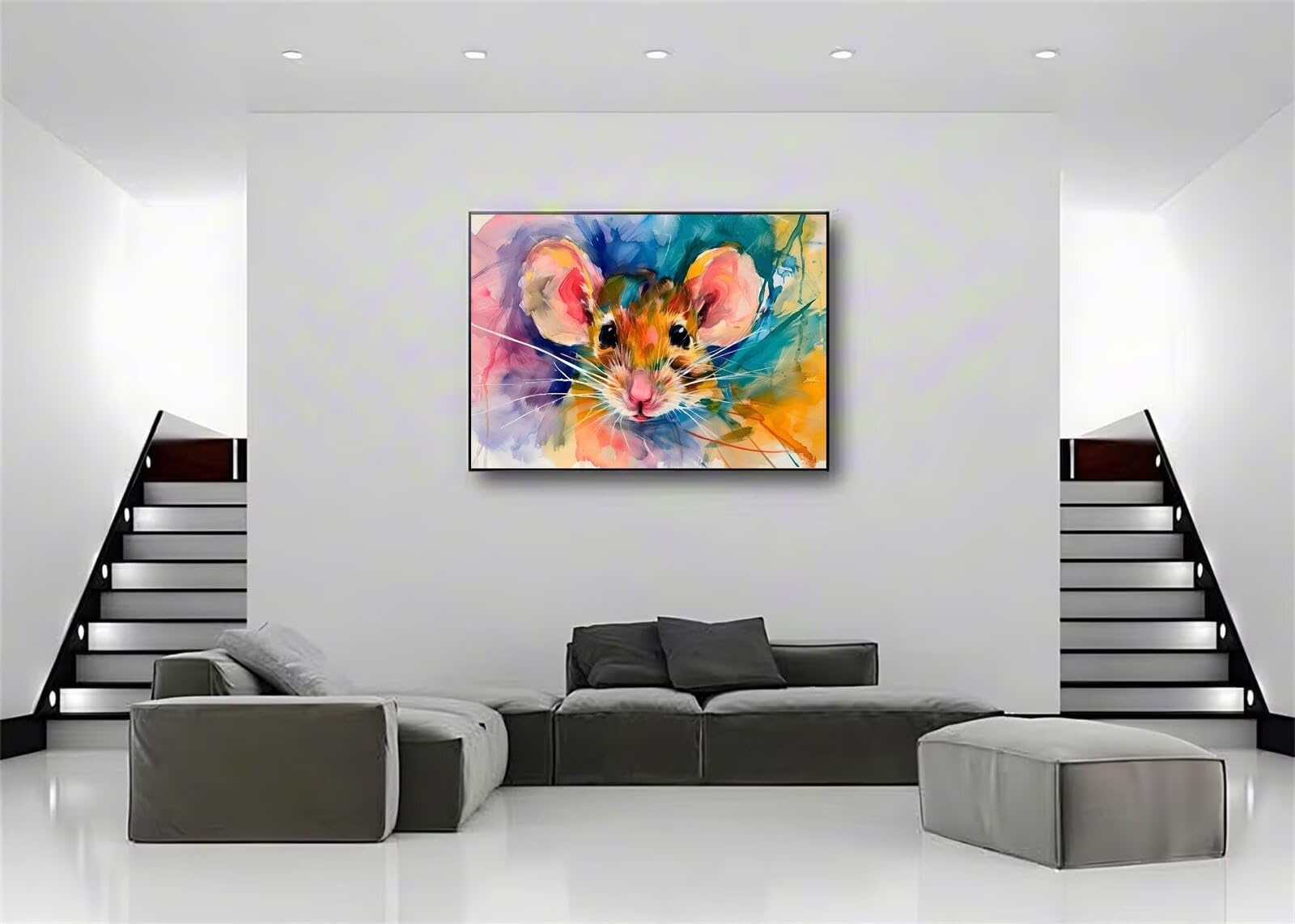 Peinture Par Numéros – Motif Souris De Dessin Animé – Toile 30,5 X 40,6 Cm – Kit Acrylique Sans Cadre – Idéal Débutants Et Adultes – Cadeau Détente