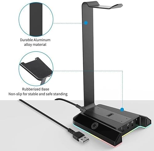 Miniatura 4 de EKSA Soporte para auriculares RGB soportes para auriculares con sonido envolvente 71 y puerto USB0138in soporte para auriculares para juegos de