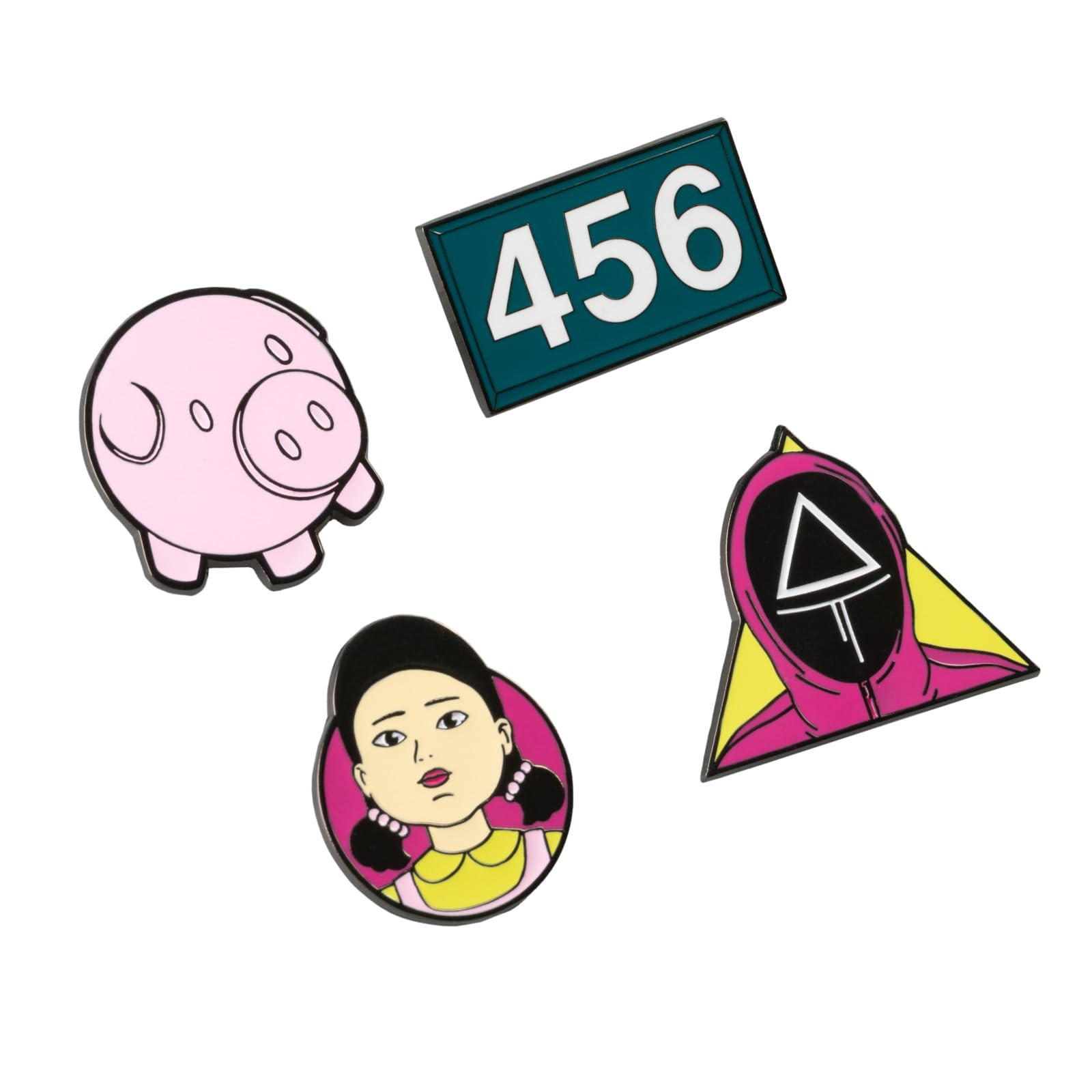 Grupo Erik Set Of 4 Pins - Squid Game Merch | Enamel Pins, Cute Pin Badges | Netflix Merchandise, Accessories Squid Game Gifts Under 10 Pounds