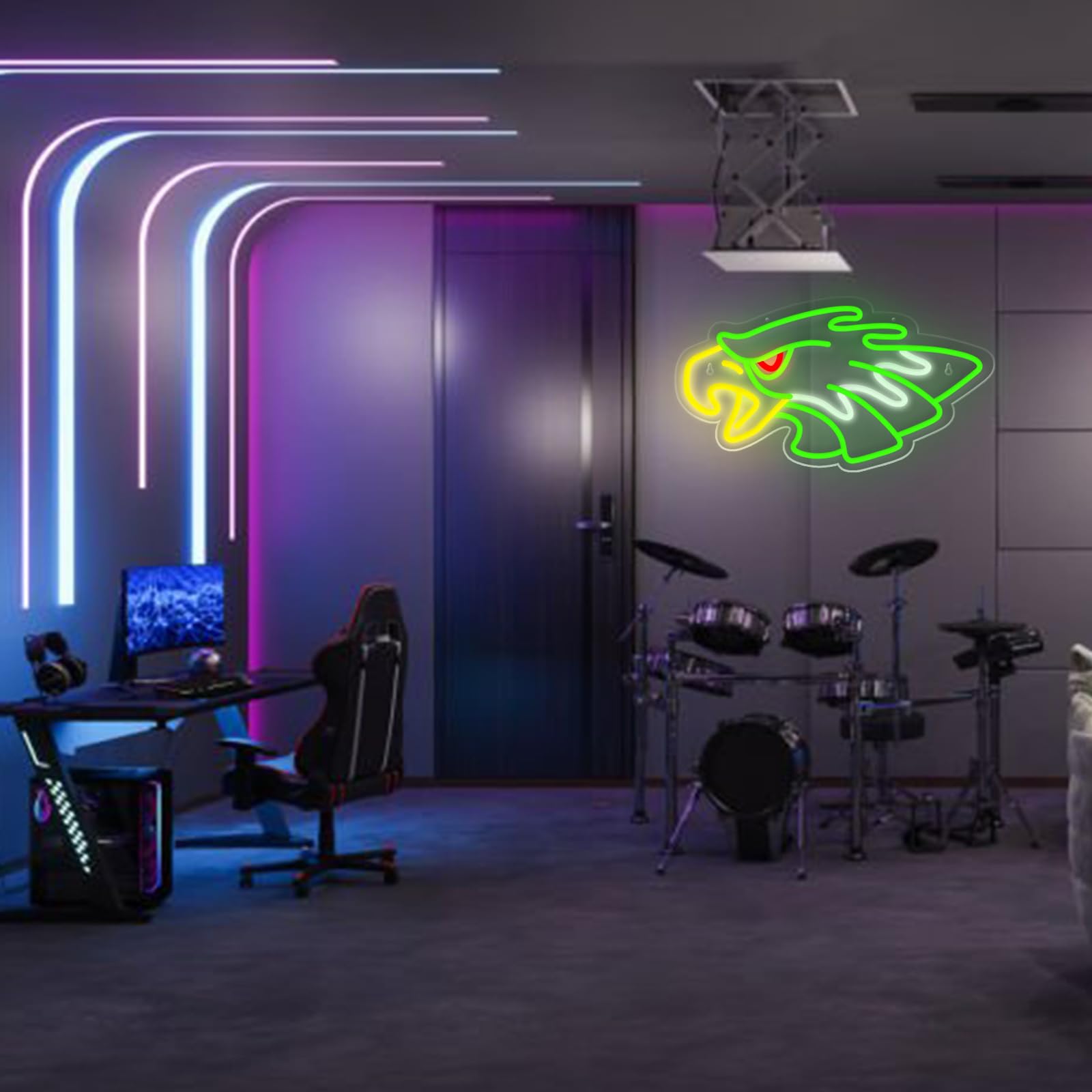 Insegne al neon con aquila a LED, per decorazione da parete, luci al neon dimmerabili, con aquila, da appendere, per camera da letto, bar, uomo, grotta, club, dormitorio, appassionati di sport