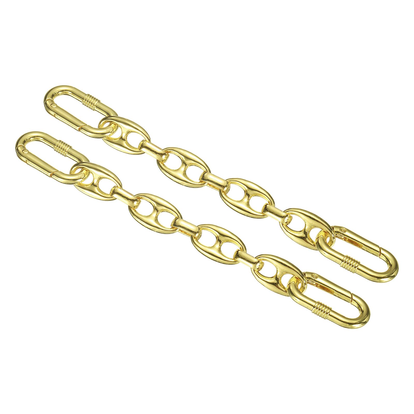 sourcing map 2Pcs Purse Strap Extender 5.9-Inch, Bag Extender Chain Gold, Metal Bag Replacement Handbag Chain with Spring Buckle for Purse Handbags Shoulder Bag Decoration, Flat Style