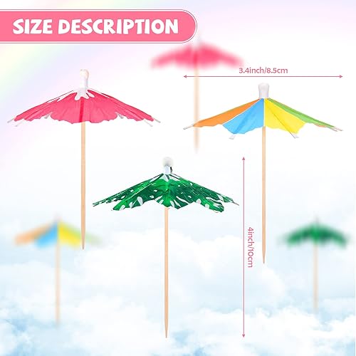 Miniatura 3 de 150 sombrillas para bebidas púas de cóctel sombrillas de cóctel palos de hibisco palmeras octogonales con forma de estrella con palillos de dientes