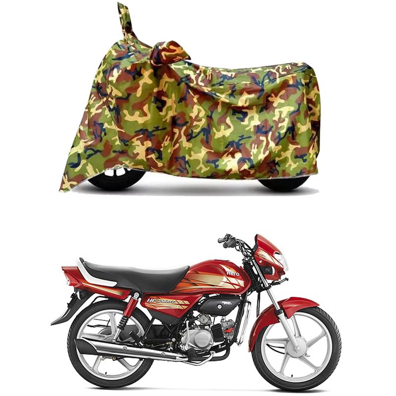 Image of Waterproof 100% PVC Coated Bike Scooty Two Wheeler Body Cover Compatible for Hero HF Deluxe Kick /UV-Rays /Heat Protection /Birds Dropping /Scratchproof /Dust Proof [6X6 Jungle Print]