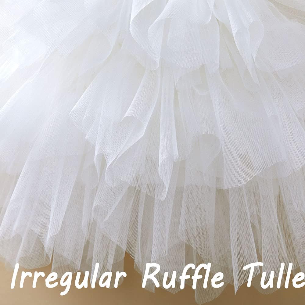 Cilucu ベビー ガールズ チュチュドレス フラワーガール 幼児 ブティック ビッグ V バック レース ドレス ベルト リボン