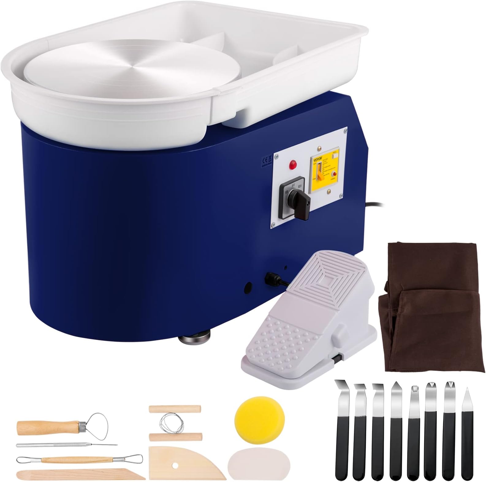 Electric Ceramic Machine 0-300r/min Ceramic Wheel Machine 28cm Turntable Size Ceramic Training Machine for Beginner and Lover Ceramic Creation Blue