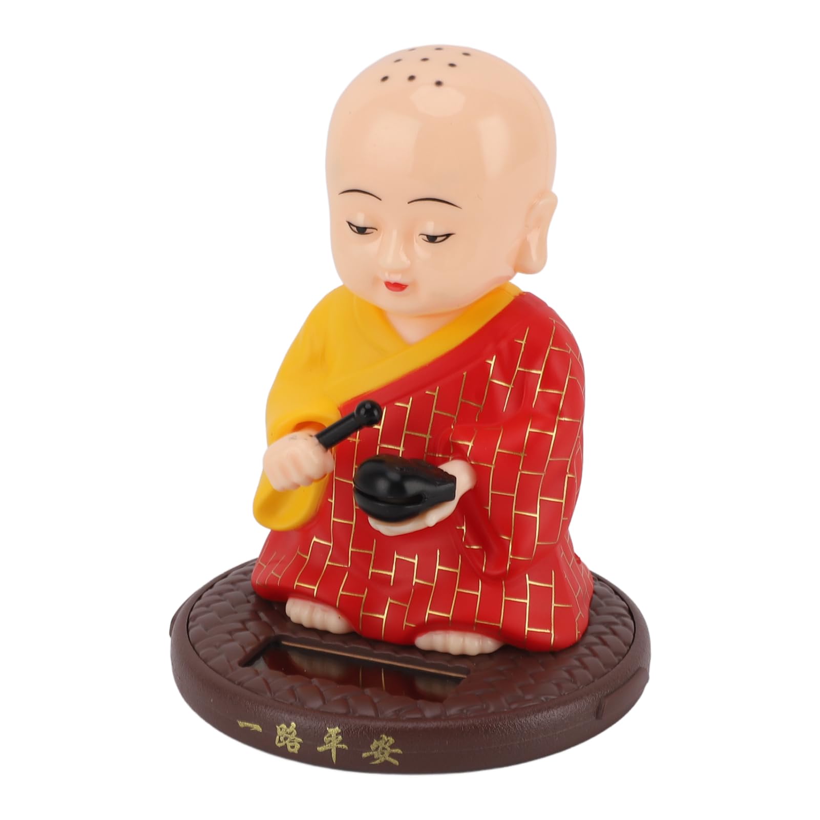 Laughing Buddha Statue, Dashboard Decorations Funny Car Shaking Toy Little Monk Figurine Solar Toys Solar Dancing Figurines Chinese Little Buddha Car Dashboard Ornament