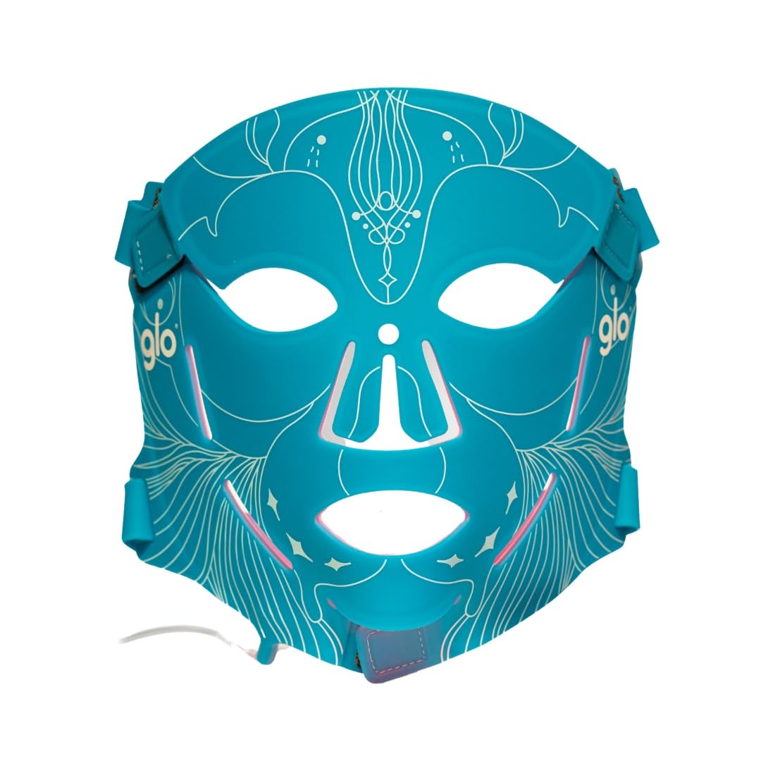 Glo Mask I Máscara LED Facial de Silicona Flexible I Dispositivo de Luz Roja e Infrarroja NIR para Cuidado Facial en Casa I Tecnología LED con 3 Longitudes de Onda I Recargable
