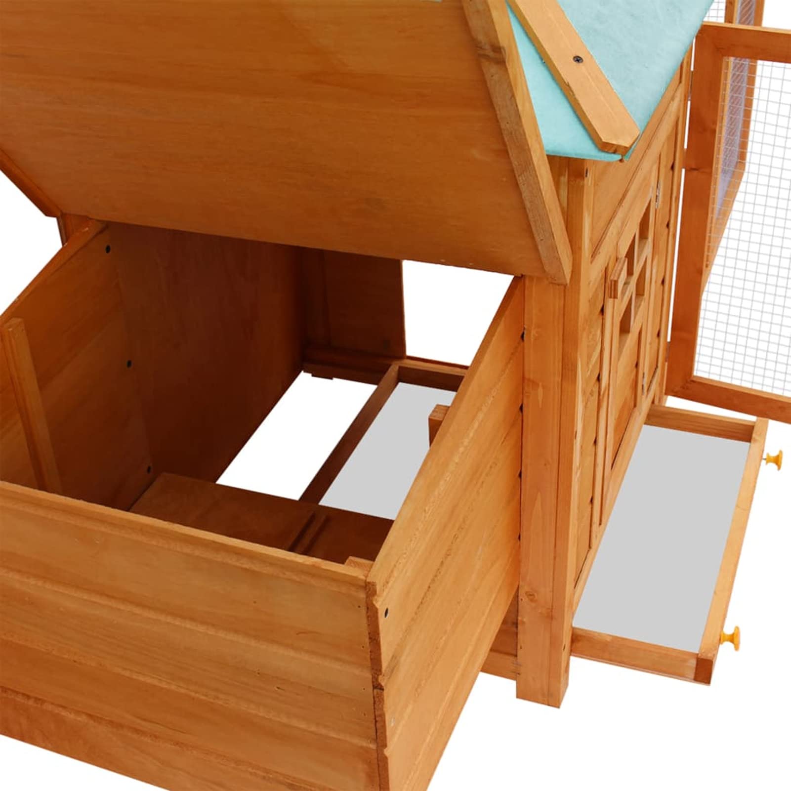 Gecheer Pollaio Gabbia per Galline da Giardino per Esterno in Legno con Casetta Nidificazione 190x64x100 cm,Pollaio da Giardino,Pollaio da Esterno,Pollaio in Legno,Gabbia Pollaio con Casetta Cova