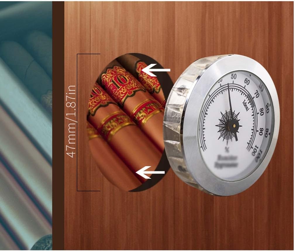 Cigar Hygrometer-Metal High Precision Round Analog Hygrometer with Sided Tape