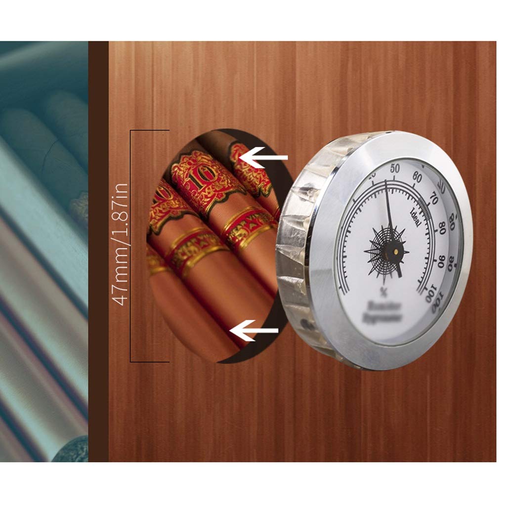 Cigar Hygrometer-Metal High Precision Round Analog Hygrometer with Sided Tape