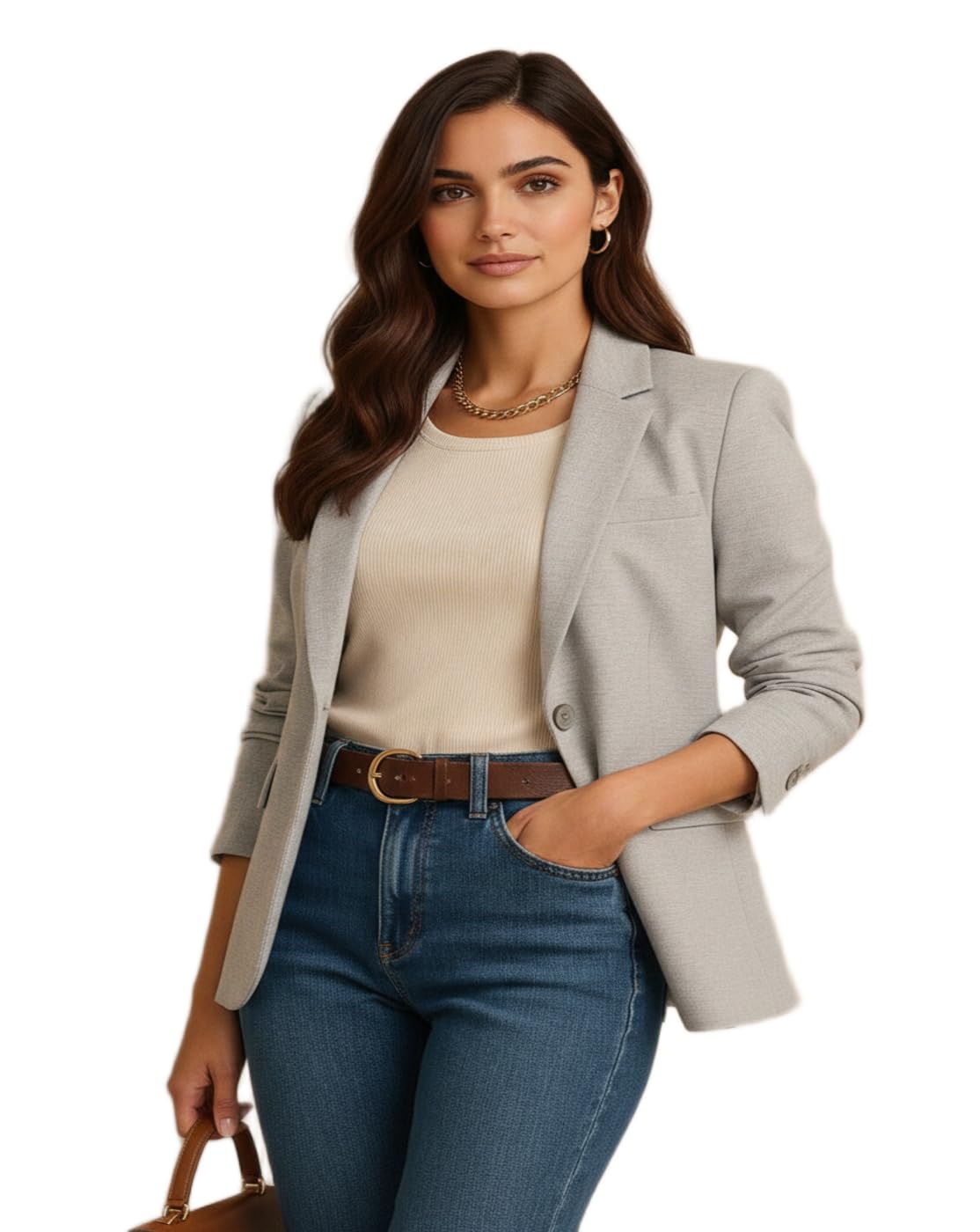 Women Formal Blazer | Solid Grey Professional Workwear Coat-image-32