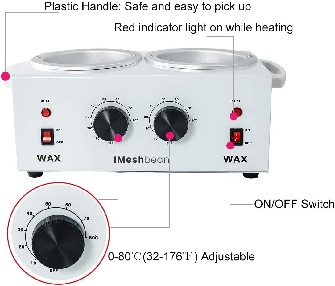 Professional Double Pot Wax Warmer Heater Electric Dual Pro Salon Hot Paraffin SPA Tool with Accesseries