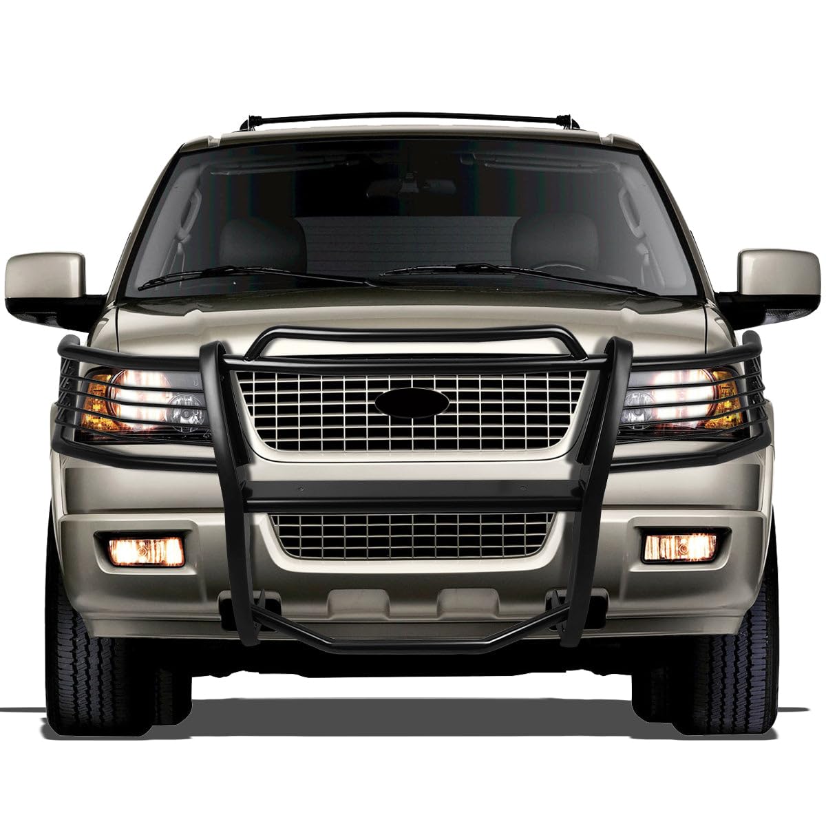 Steel Front Bumper Grille Guard For Ford Excursion (2000-2006) – Black, Bolt-On Brush Guard