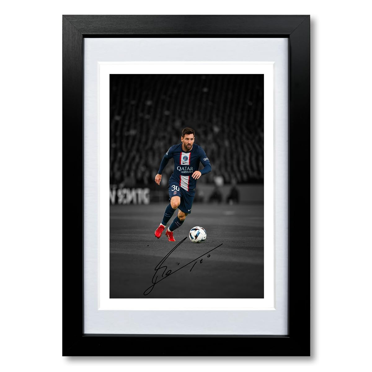 Lionel Messi Signed Photo Poster Print Picture Display Autograph Memorabilia Gift Barcelona PSG Argentina Inter Miami (PSG A4 framed & mounted)