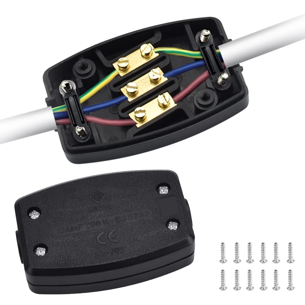 WETARENDA 2 Pack 3Terminal Electrical Junction Box 13A 250V Flex