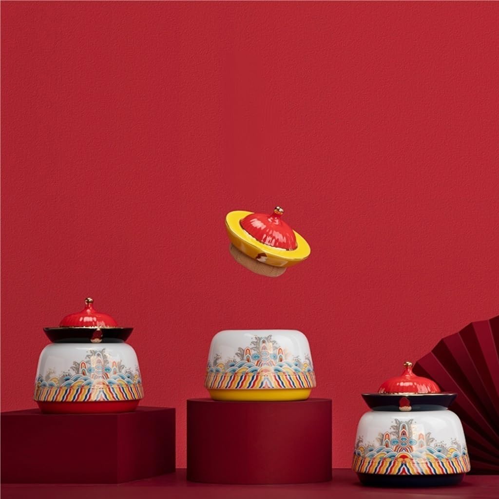 SDdPulse Serbatoio di stoccaggio del tè alla rinfusa Barattolo di immagazzinaggio del tè in ceramica portatile piccolo barattolo sigillato vaso di stoccaggio della cucina domestica Barattolo di