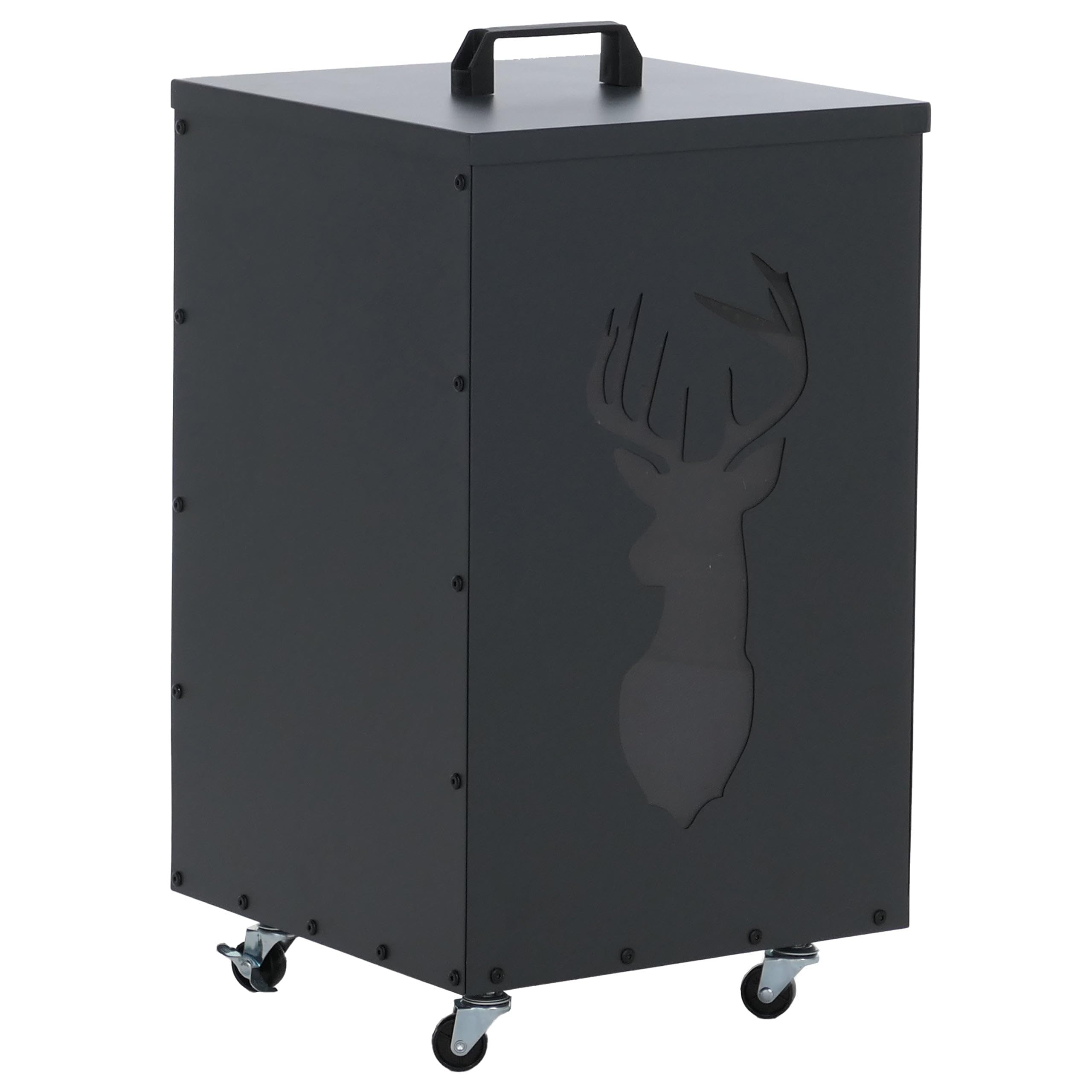 Mendler Contenitore per Pellet Cervo HWC-Q30 stoccaggio Pellet, con setaccio Filtro e rotelle 65x36x36cm - Antracite