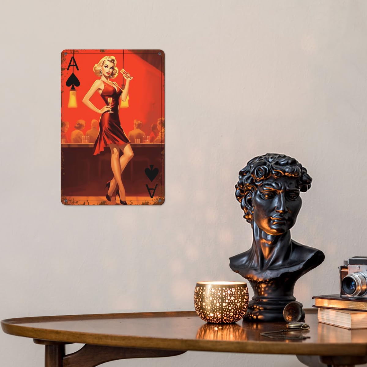 ERLOOD Pin-up Girl We Can Do It Metal Retro Wall Decor Vintage Tin Signs 12 X 8 Inches