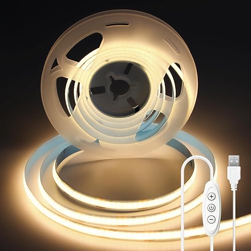 COB - Tira de luz LED, 640 luces LED de cinta cortable, CRI93+ luces LED flexibles brillantes regulables para retroiluminación de TV, iluminación de
