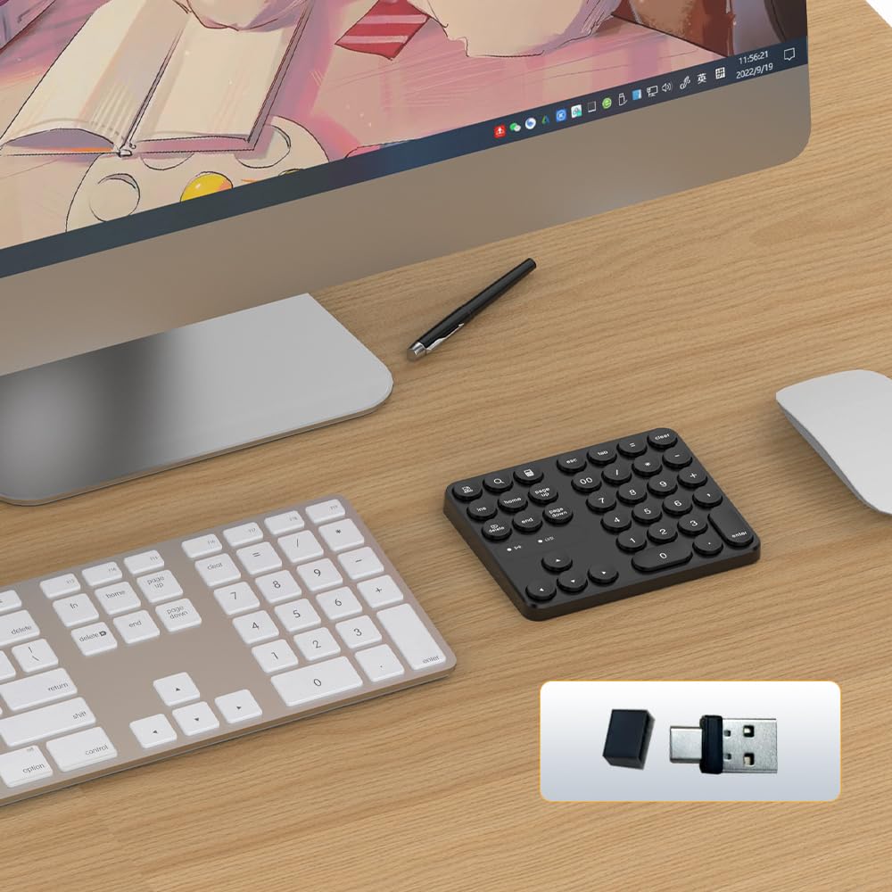 Mini tastiera numerica wireless a 35 tasti USB-A USB-C per computer portatile scrivania PC tastiere