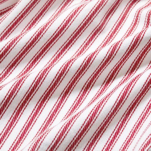 Cackleberry Home Red And White Ticking Stripe Woven Cotton Bedskirt 16 Inch Drop, Queen (60 X 80 Inches) #TOP1