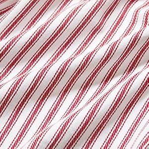 Cackleberry Home Tango Red and White Ticking Stripe Hanging Kitchen Dish Hand Towel Cotton with Button Accent, Set of 2 Cackleberry Home Tango Red and White Ticking Stripe Hanging Kitchen Dish Hand Towel Cotton with Button Accent Set of 2