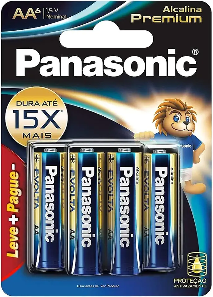 Panasonic Pilha Alcalina Premium Aa C/06 Unidades Cinza