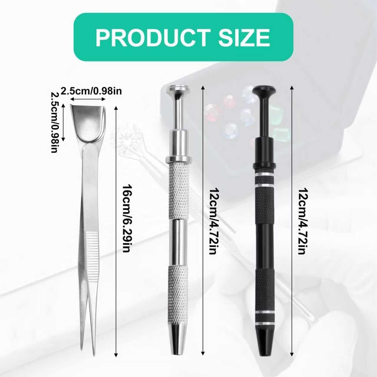 Precision Grabber Tool Set – 3 Stainless Steel Tweezers & 4-Claw Bead Pick Up Tools for Jewelry, Electronics, DIY Crafts, Hobby Model Building (Black+Silver)