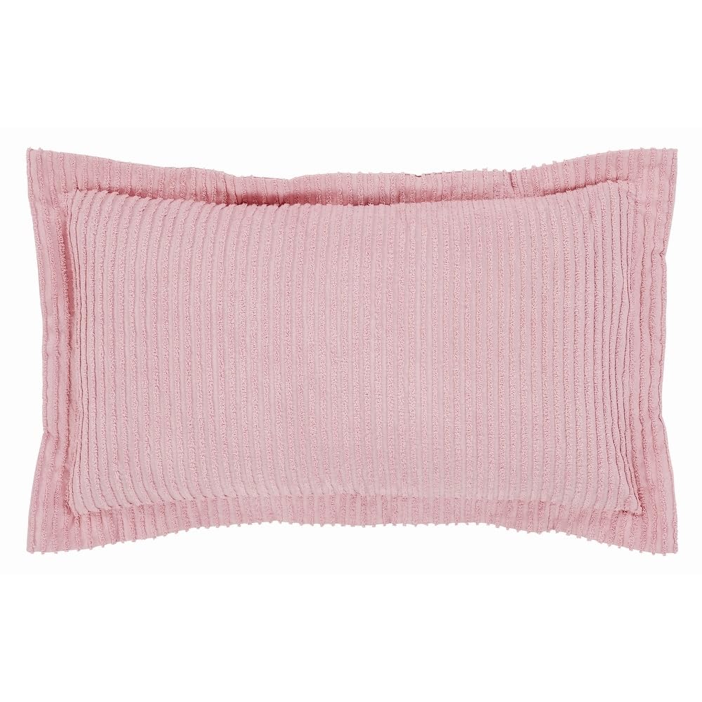 2 Piece Elegant 100% Cotton Tufted Chenille Bedspread Twin Size Heirloom Quality in Stripe Design | All Seasons Baby Blush Pink Color Western Bedding Aesthetic Look Soft Plush Cozy Feel