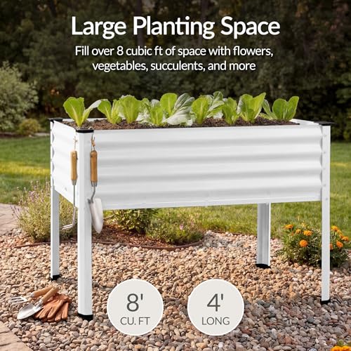 Image of Best Choice Products 48x24x30in Galvanized Raised Garden Bed, Metal Elevated Planter Box, Vegetable Garden for Backyard, Patio, Balcony, 100% Non Toxic Materials - White