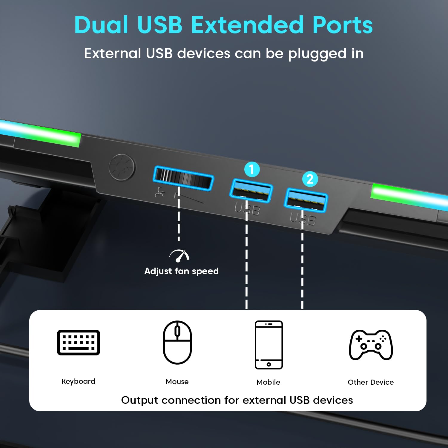 Sounce Laptop Cooling Pad with 6 Hexa Cooling Fans, Adjustable Speed Control, RGB LED Lighting, Built-in USB Ports, Detachable Mobile Holder, Ergonomic 5-Step Retractable Stand Laptops (Black) 12 61OJdA EpVL. SL1500