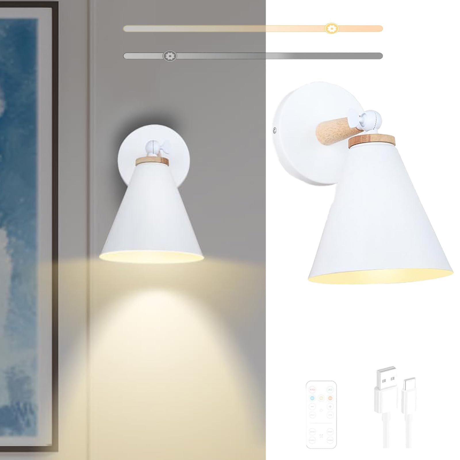 Iluminación giratoria para sala de estar con aplique LED a batería sin cables 8