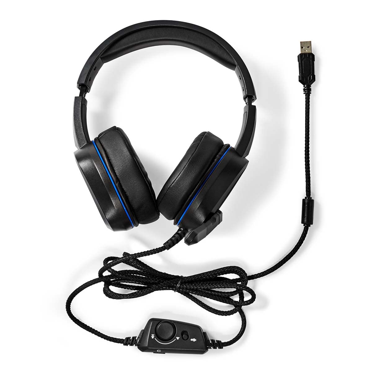 NEDIS Casque de Jeu | Tour d'oreille | Surround | USB Type-A | Rabattable Microphone | 2.10 m | LED