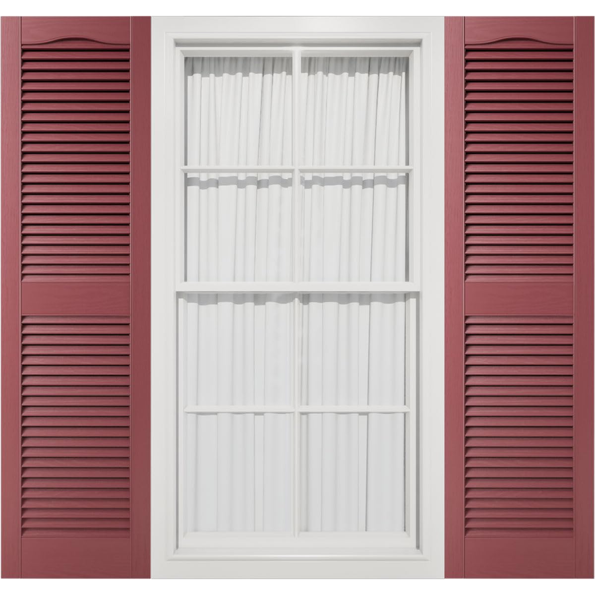 Mid America 00011239078 Standard Size Cathedral Top Center Mullion, Open Louver Shutter (Per Pair), 12"W x 39"H, Wineberry โ image 1